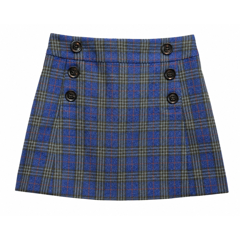 Gap Womens Blue Plaid Wool Blend Sailor Mini Skirt Size 2 Tartan Preppy Academic